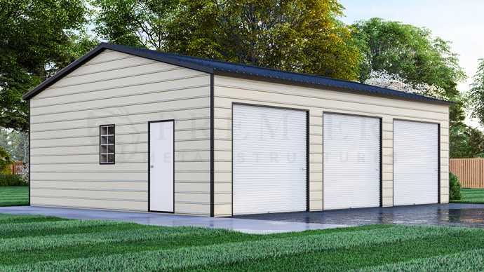 26x35x10 Three Car Garage | Premier Metal Structures